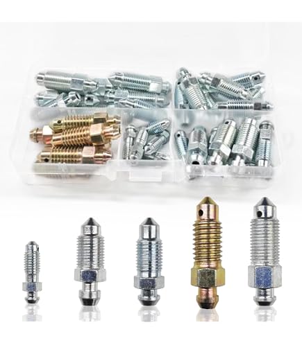 60pcs Assorted Brake Bleed Screws Set – Metric & Imperial Caliper Nipples | Partitioned Box