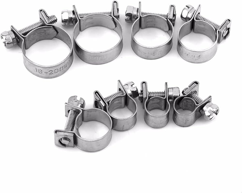 75pcs Assorted Box of Stainless Steel Mini Hose Clips - 7-17mm