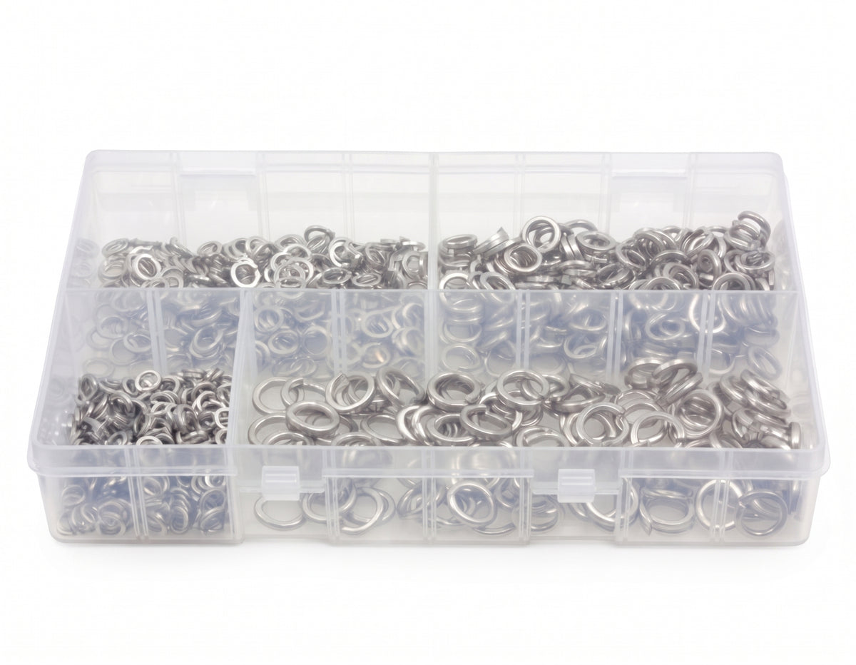 650pc Assorted A2 Stainless Spring Washers Box - M5 to M10