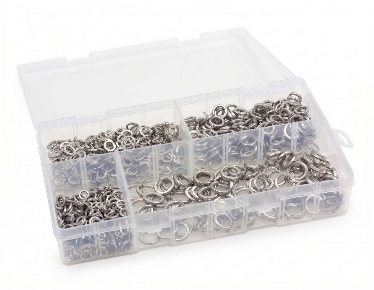 650pc Assorted A2 Stainless Spring Washers Box - M5 to M10