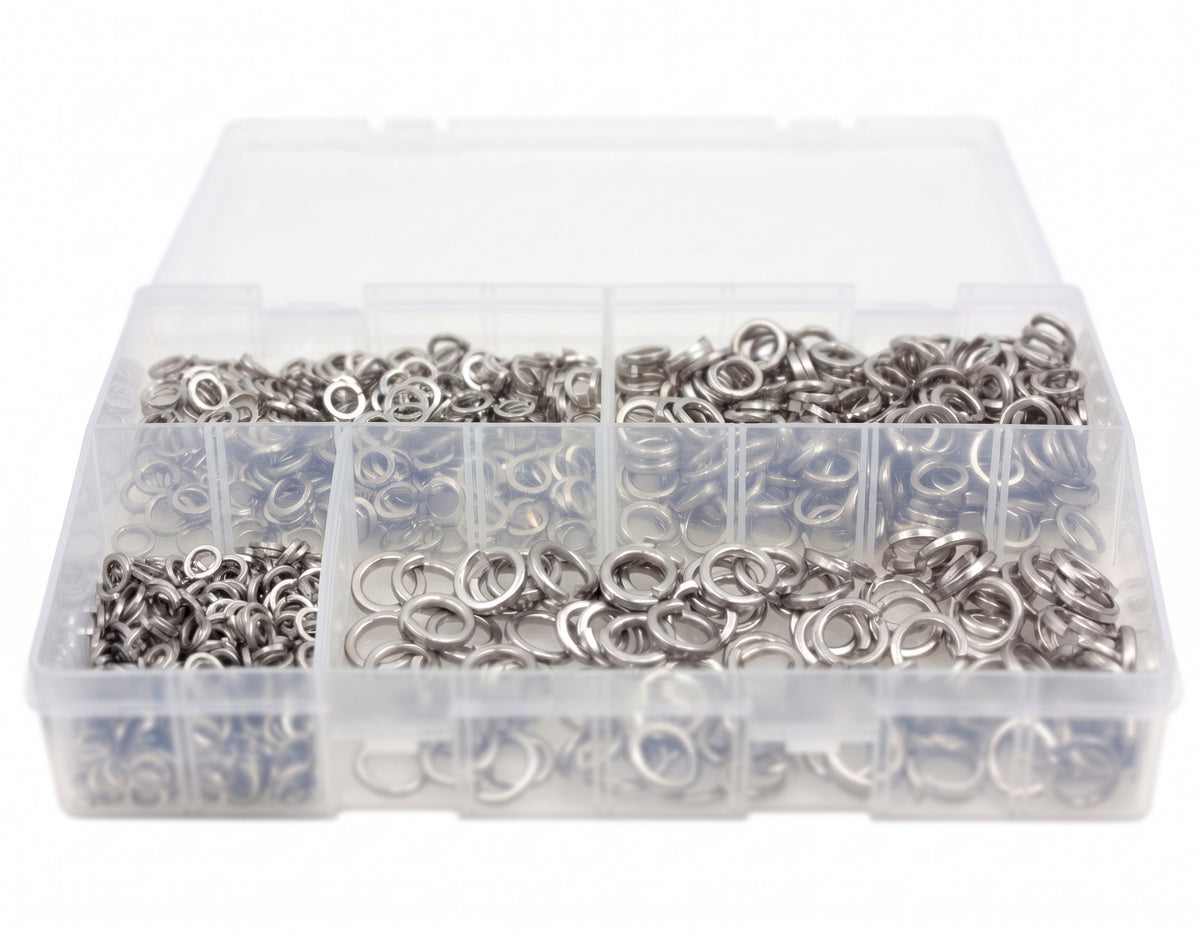 650pc Assorted A2 Stainless Spring Washers Box - M5 to M10