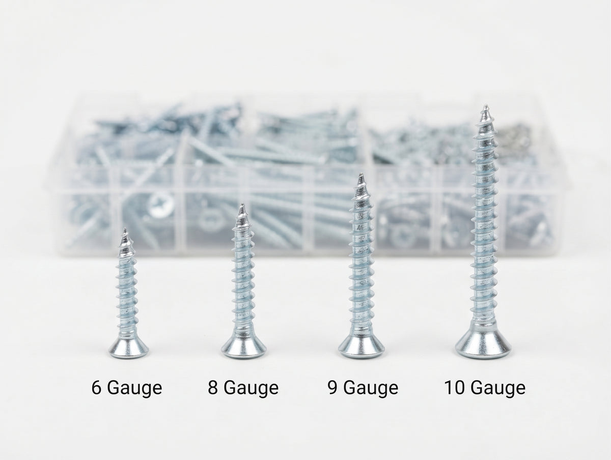 680pc Assorted Wood Screws Box - Gauge 6, 8 & 10, 1/2 to 2 Inch