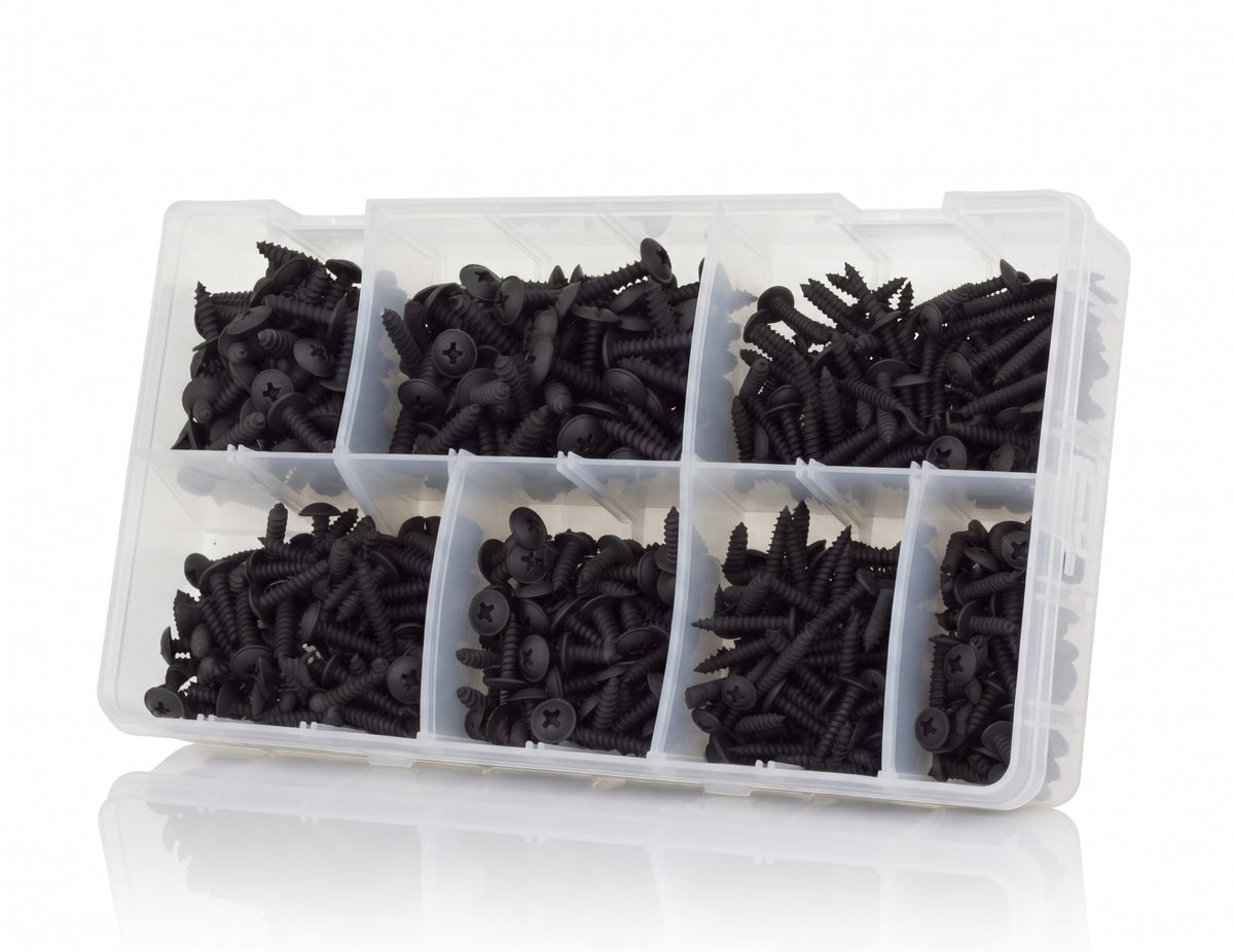 700pc Assorted Black Flange Self Tapping Screws Box - No 6 to 10
