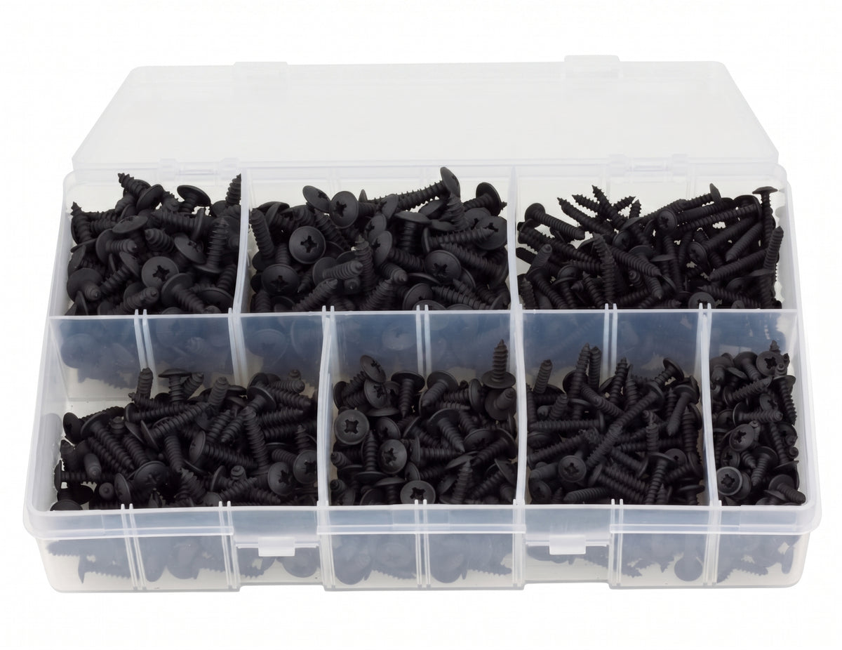 700pc Assorted Black Flange Self Tapping Screws Box - No 6 to 10