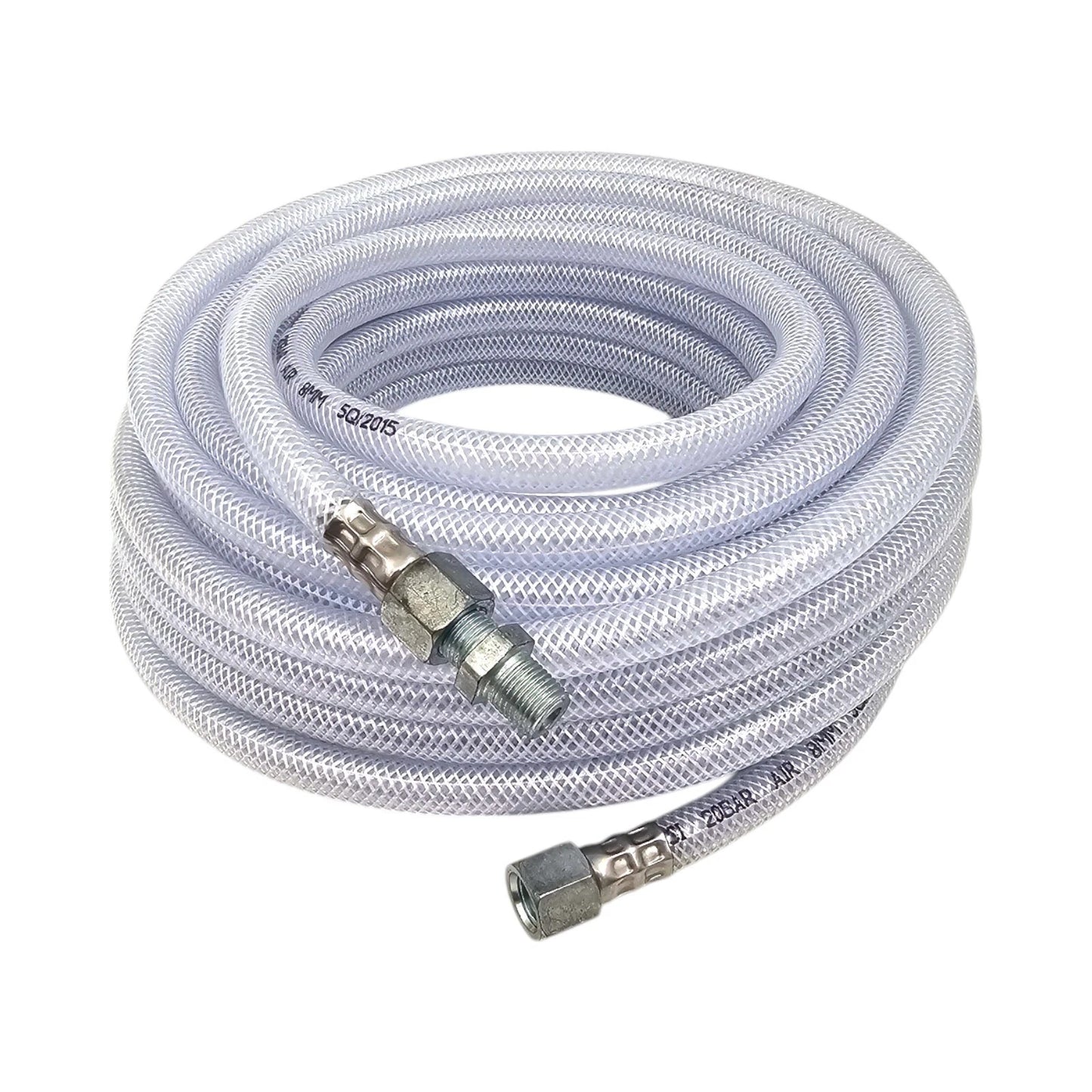 8mm Clear Rubber Airline Air Compressor Hose (15m) – 300 PSI / 20 BAR | 1/4" BSP Fittings | With Connectors & Adaptors