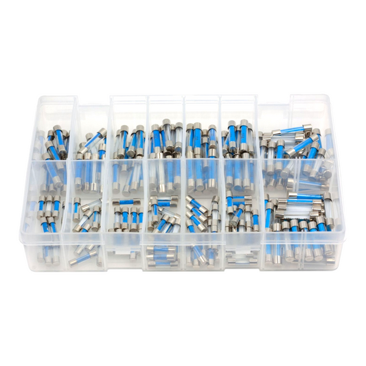 175pc Assorted Glass Fuse Box - 20mm & 30mm, 1-50 Amp