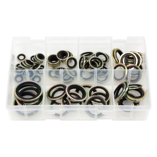 90pc Assorted Bonded Seal Washers Box - BSP 1/8 to 1 Inch