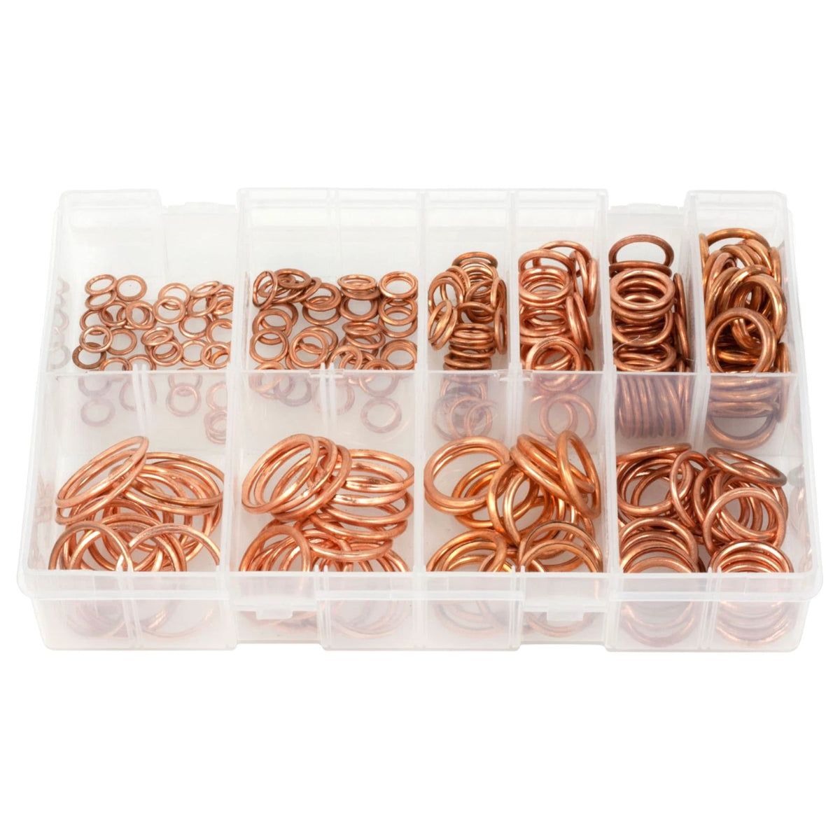 250pc Assorted Copper Washers Box - Metric M6 to M26