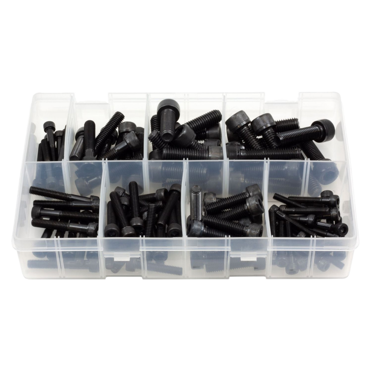 100pc Assorted Socket Cap Screws Box - Black, M5 to M10