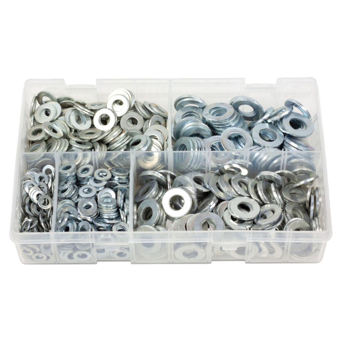 1000pc Assorted Flat Washers Box - Metric Form A, M5 to M12
