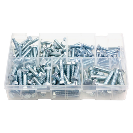 150pc Assorted Setscrews Box - M5 to M10, BZP DIN 933