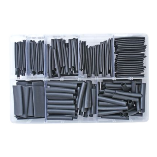 360pcs Assorted Black Heat Shrink Tubing 2:1 – 1.6mm to 19.1mm | 360x Heatshrink Mix