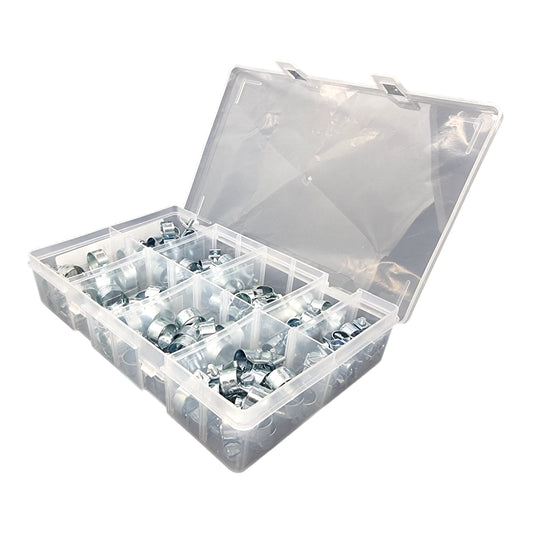 110Pcs Assorted Box of Mini Hose Clips 7 - 17mm Clamps Jubilee Hose Clip Clamp
