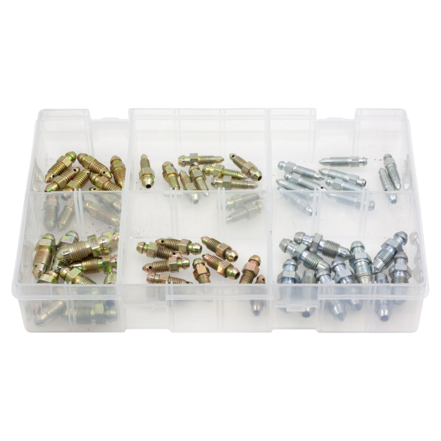 60pcs Assorted Brake Bleed Screws Set – Metric & Imperial Caliper Nipples | Partitioned Box