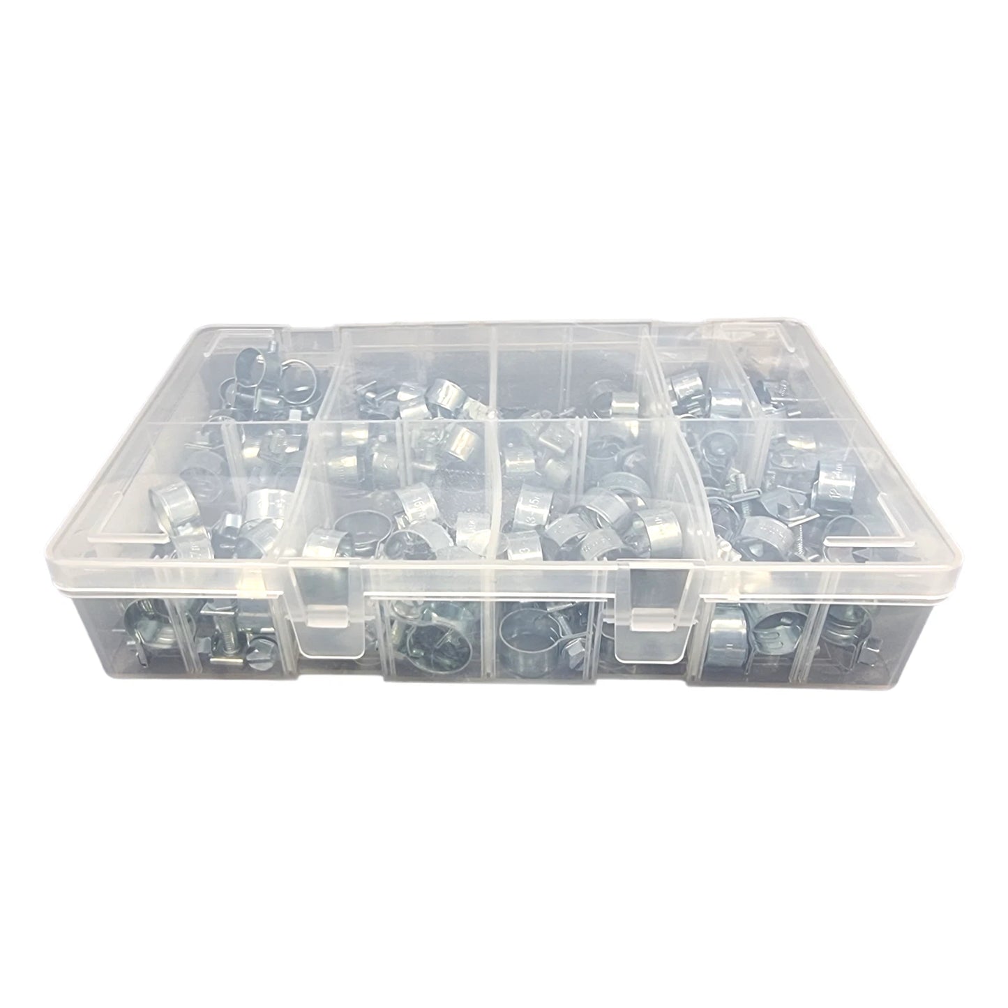 110Pcs Assorted Box of Mini Hose Clips 7 - 17mm Clamps Jubilee Hose Clip Clamp