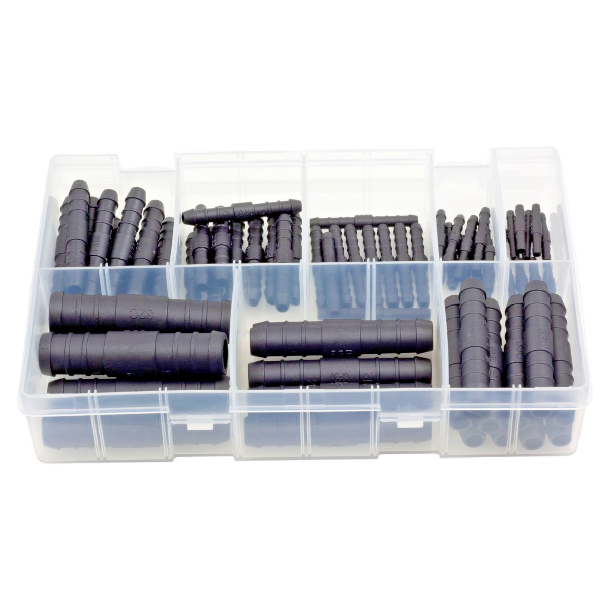 70pc Assorted Hose Menders Box - 3mm to 16mm, Petrol & Diesel Resistant