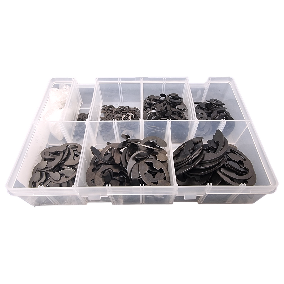 600pc Assorted E-Clips Box - E-Rings, 1.6mm to 22.2mm