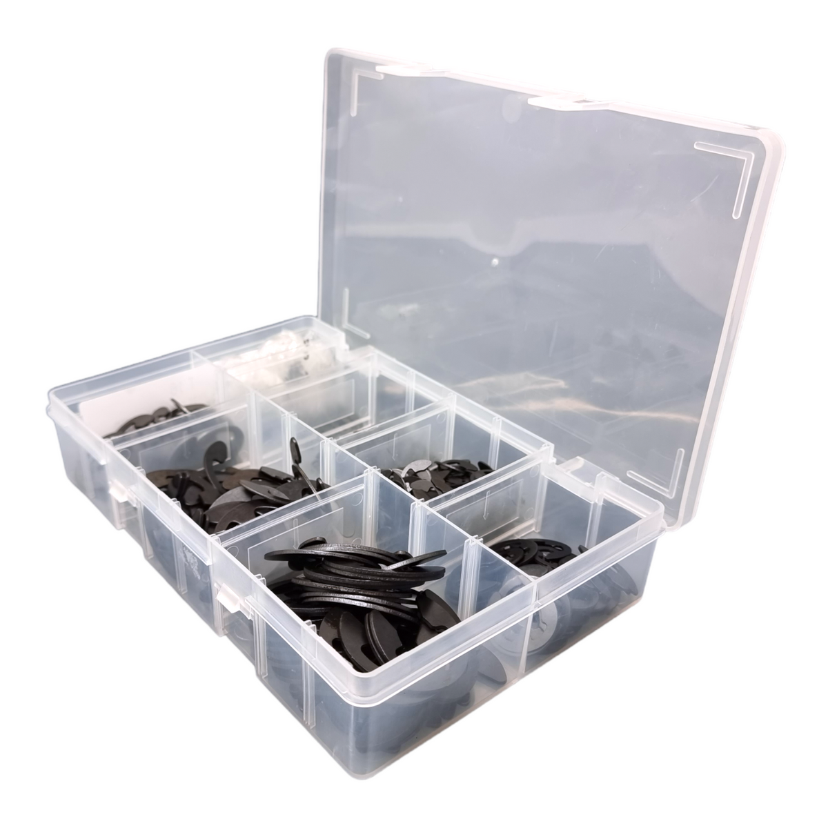 600pc Assorted E-Clips Box - E-Rings, 1.6mm to 22.2mm