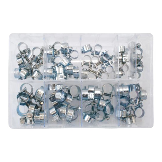 75pcs Assorted Box of Stainless Steel Mini Hose Clips – Jubilee Clips 7–17mm | Stainless Mini Hose Clips