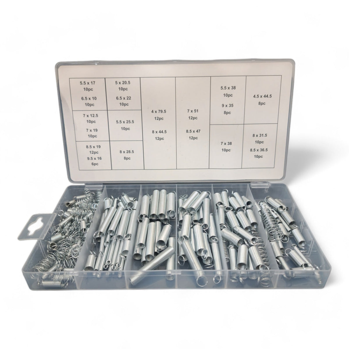200pc Assorted Springs Box - Extension & Compression, Spring Steel