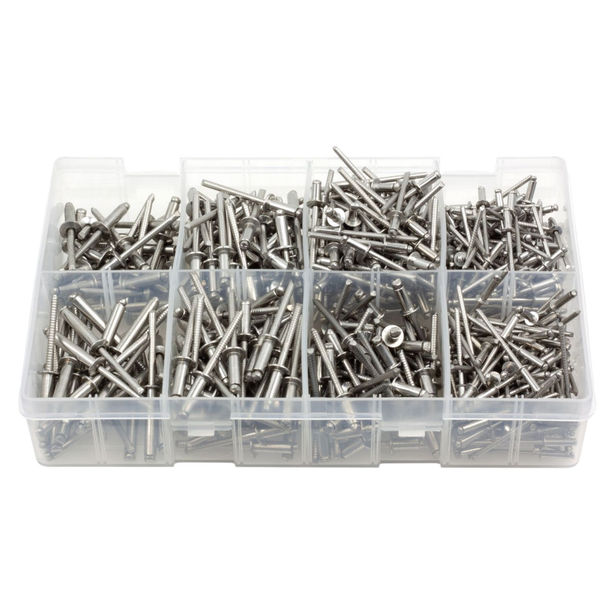 500pc Assorted Stainless Steel Rivets Box - Blind Pop Rivets, 3.2 to 4.8mm
