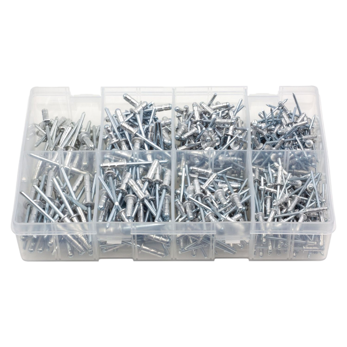 500pc Assorted Multi Grip Rivets Box - Stainless Steel, 3.2 to 4.8mm