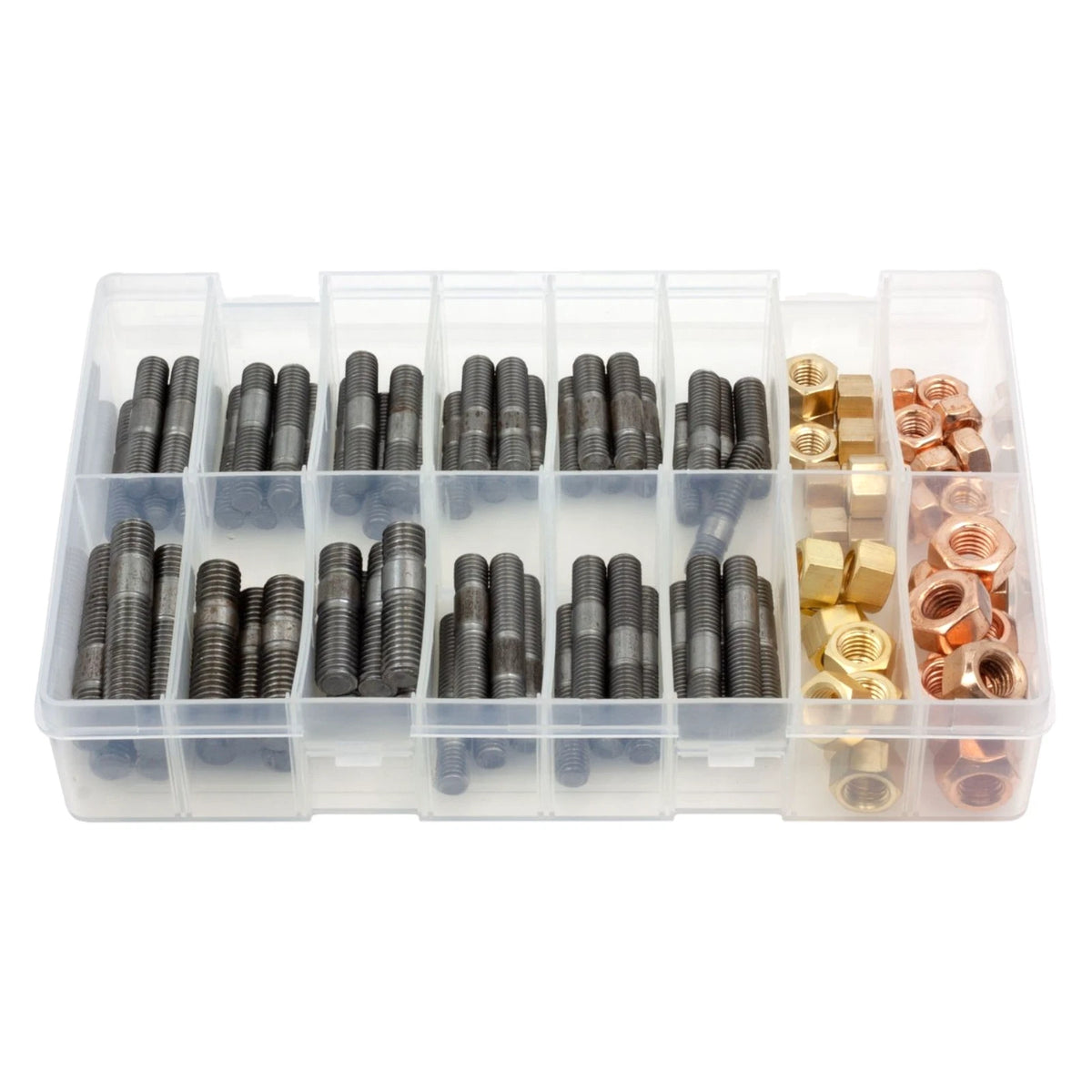 100pc Assorted Exhaust Manifold Studs & Nuts Box - M8 & M10