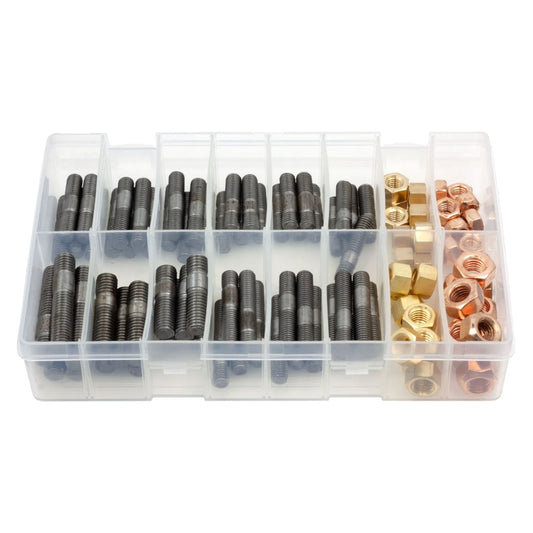 100pc Assorted Exhaust Manifold Studs & Nuts Box - M8 & M10