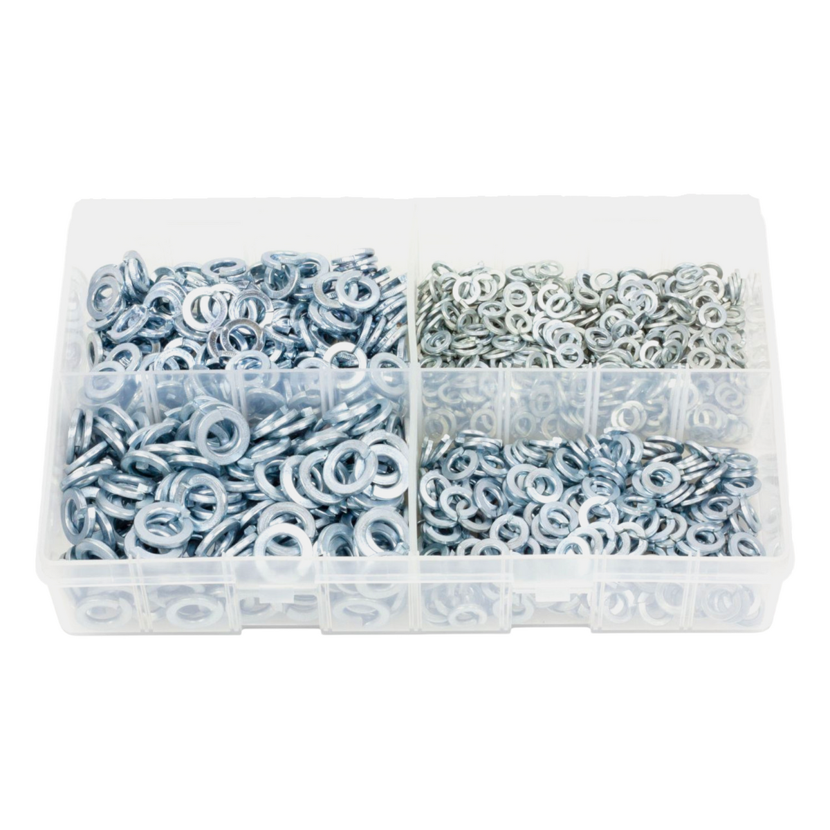 1000pc Assorted Spring Washers Box - Split Lock, 3/16 to 3/8 Inch