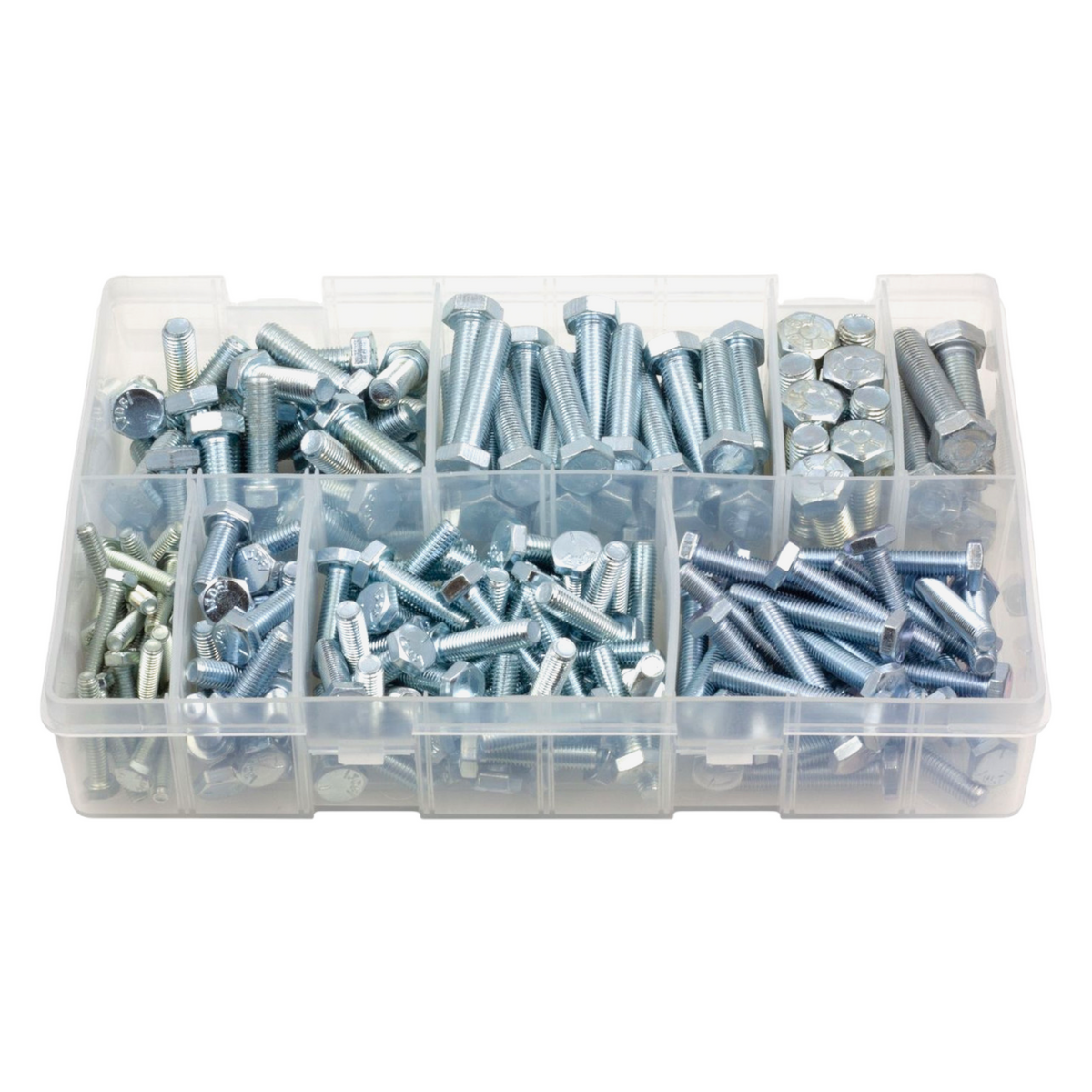 200pc Assorted UNF Setscrews Box - BZP, 1/4, 5/16 & 3/8 Inch