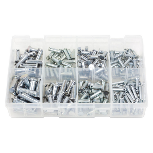 200pcs Assorted Clevis Pins Set – Bright Zinc Plated (BZP) | BS1574 Standard | Partitioned Box