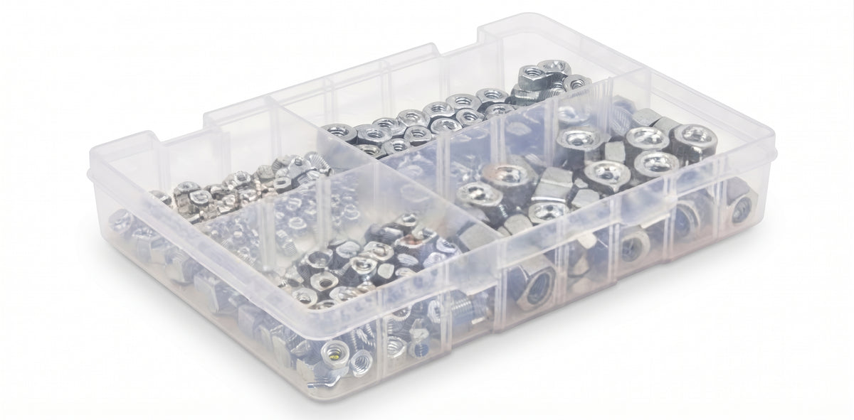 250pc Assorted A2 Stainless Nuts Box - M5 to M10, DIN 934