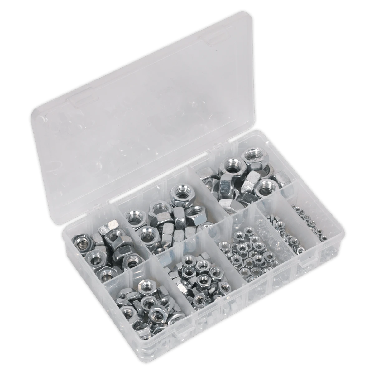 250pc Assorted A2 Stainless Nuts Box - M5 to M10, DIN 934