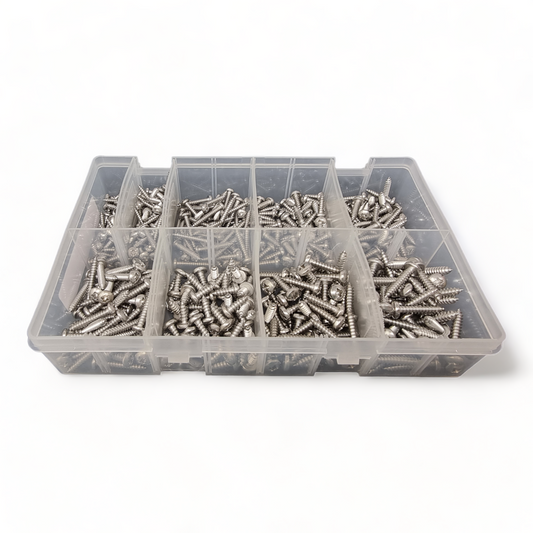450pc Assorted A2 Stainless Self Tapping Screws Box - No 6, 8 & 10
