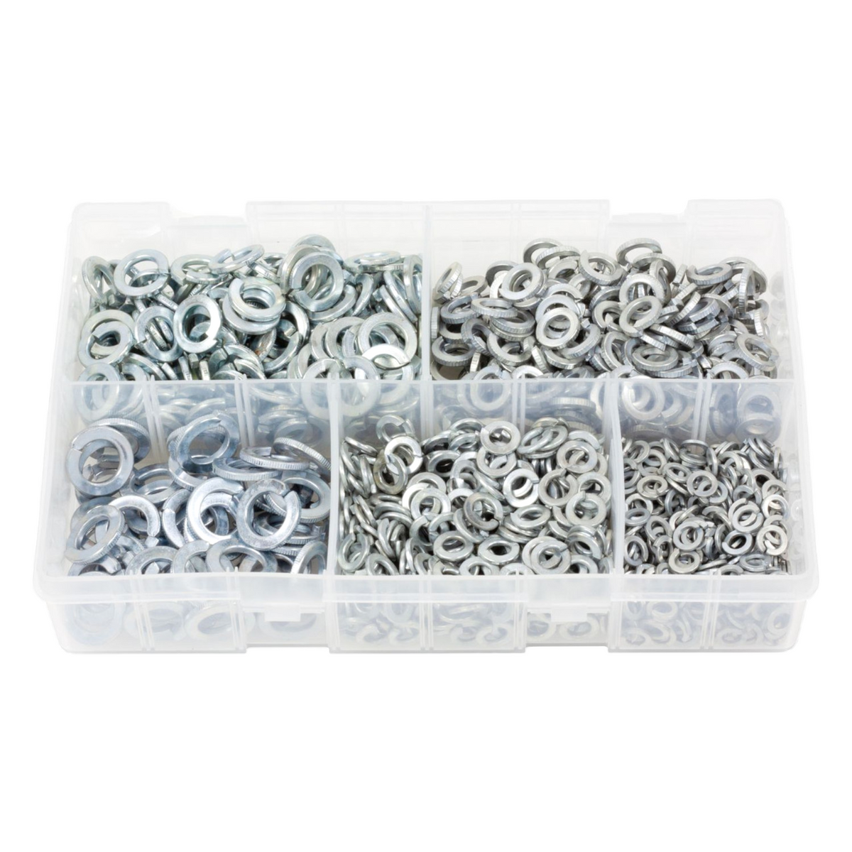 1000pc Assorted Spring Washers Box - Metric Split Lock, M5 to M12