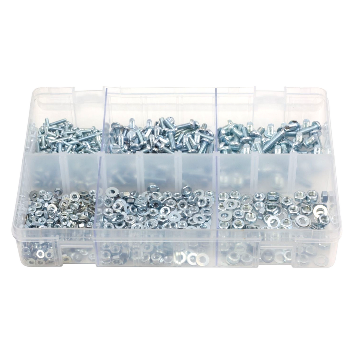 840pc Assorted Machine Screws, Nuts & Washers Box - M3, M4 & M5