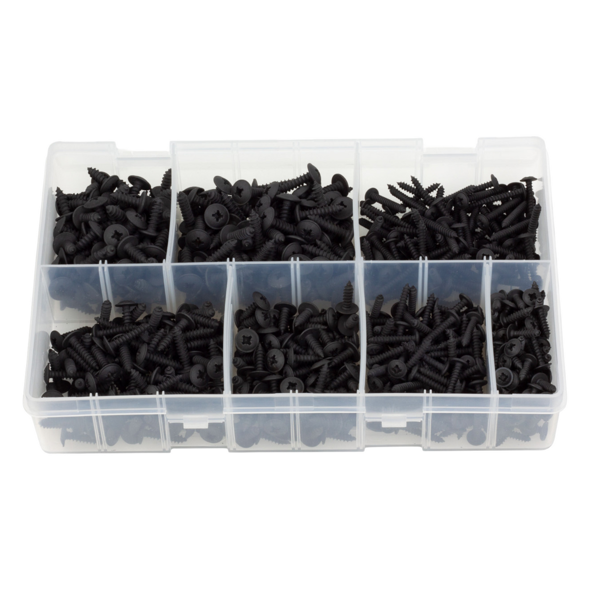 700pc Assorted Black Flange Self Tapping Screws Box - No 6 to 10