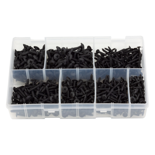 700pc Assorted Black Flange Self Tapping Screws Box - No 6 to 10
