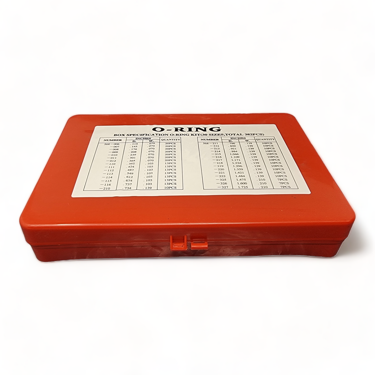 382pc Assorted O Ring Kit - Imperial AS568, 30 Sizes