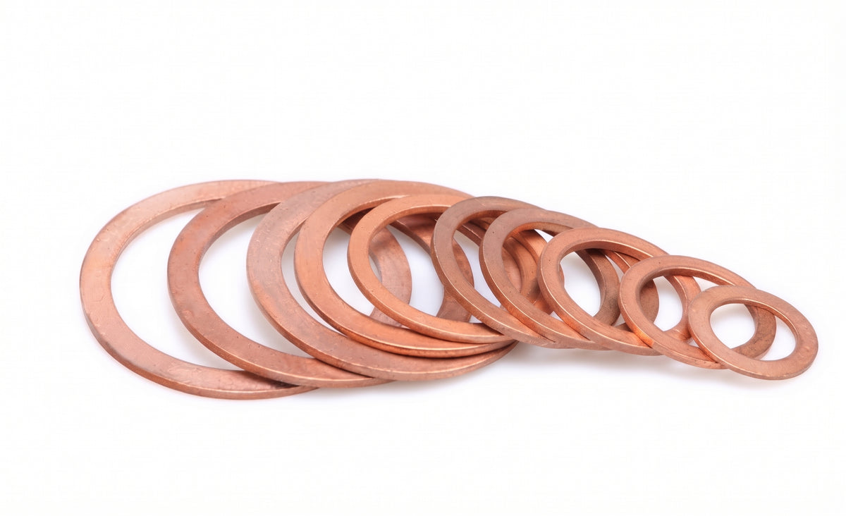 250pc Assorted Metric Copper Sealing Washers Box - M5 to M17