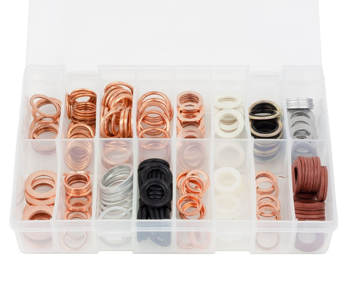 220pc Assorted Sump Plug Washers Box - 16 Sizes, 12mm to 22mm
