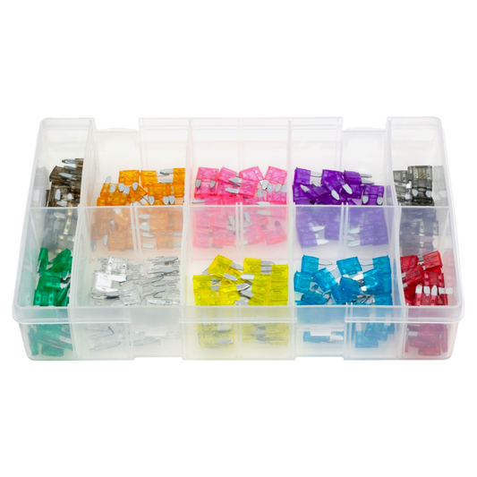 200pc Assorted Mini Blade Fuse Box - 2A to 30A