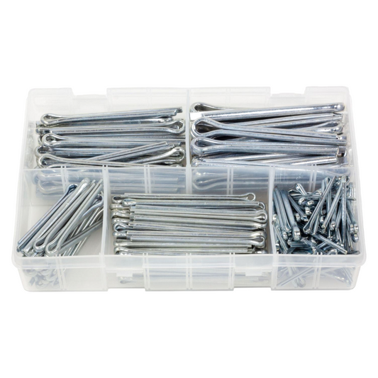 220pcs Assorted Split Pins Set – 1/8" to 5/16" Cotter Pins | Bright Zinc Plated | Partitioned Box