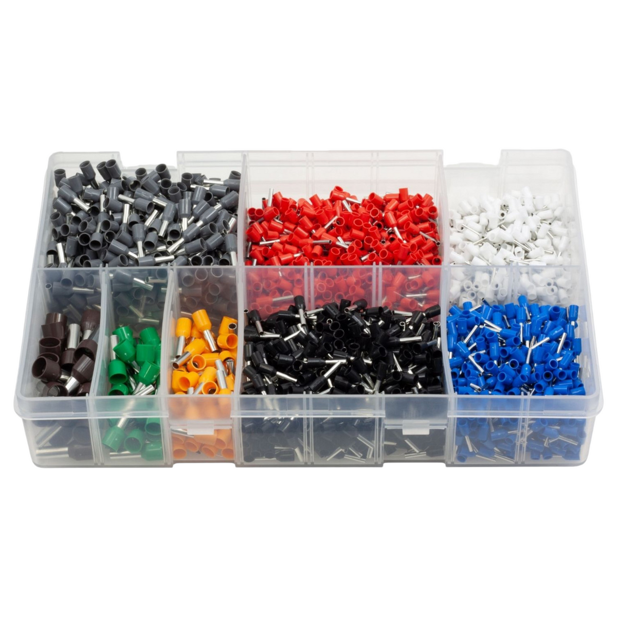 2600pc Assorted Bootlace Ferrules Box - 0.5 to 10mm, 8 Sizes