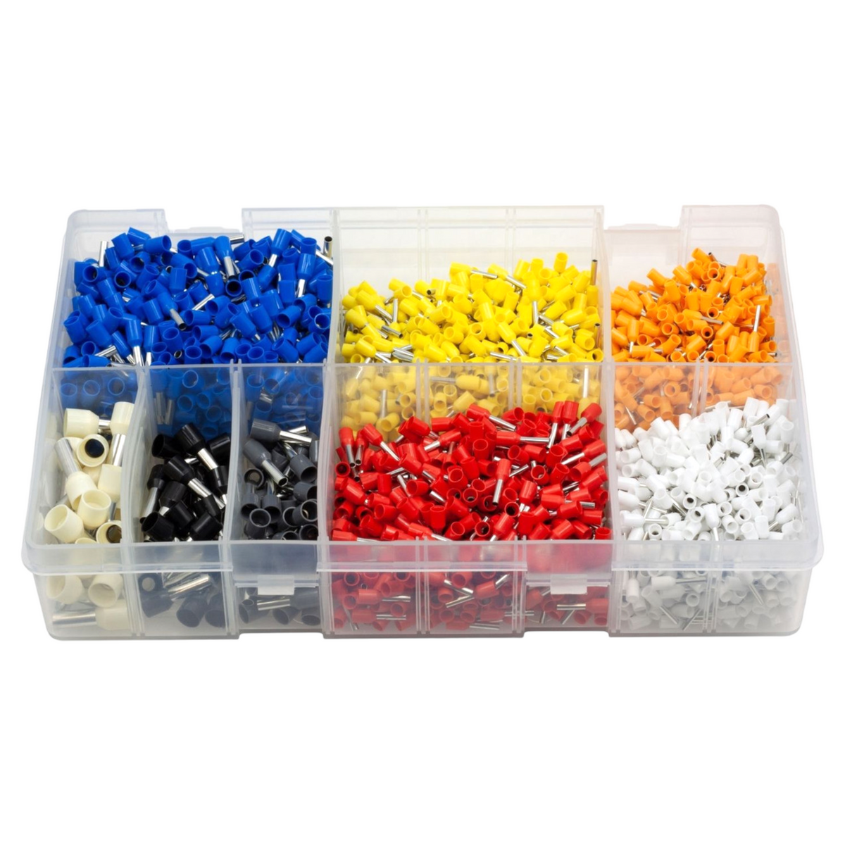 2600pc Assorted Bootlace Ferrules Box - German Code, 0.5 to 10mm