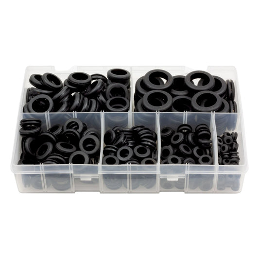 280Pcs Assorted Box of Wiring Grommets – Open Rubber Grommets 6mm–25mm | 280x Wiring Grommets