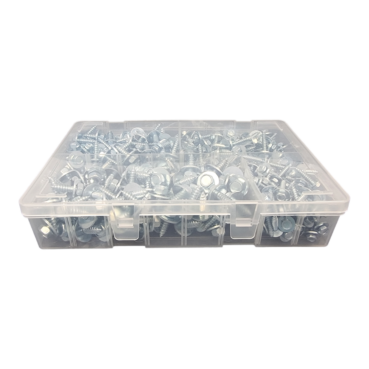 400pc Assorted Hex Head Self Tapping Screws Box - BZP, 8 to 14 Gauge x 3/4in