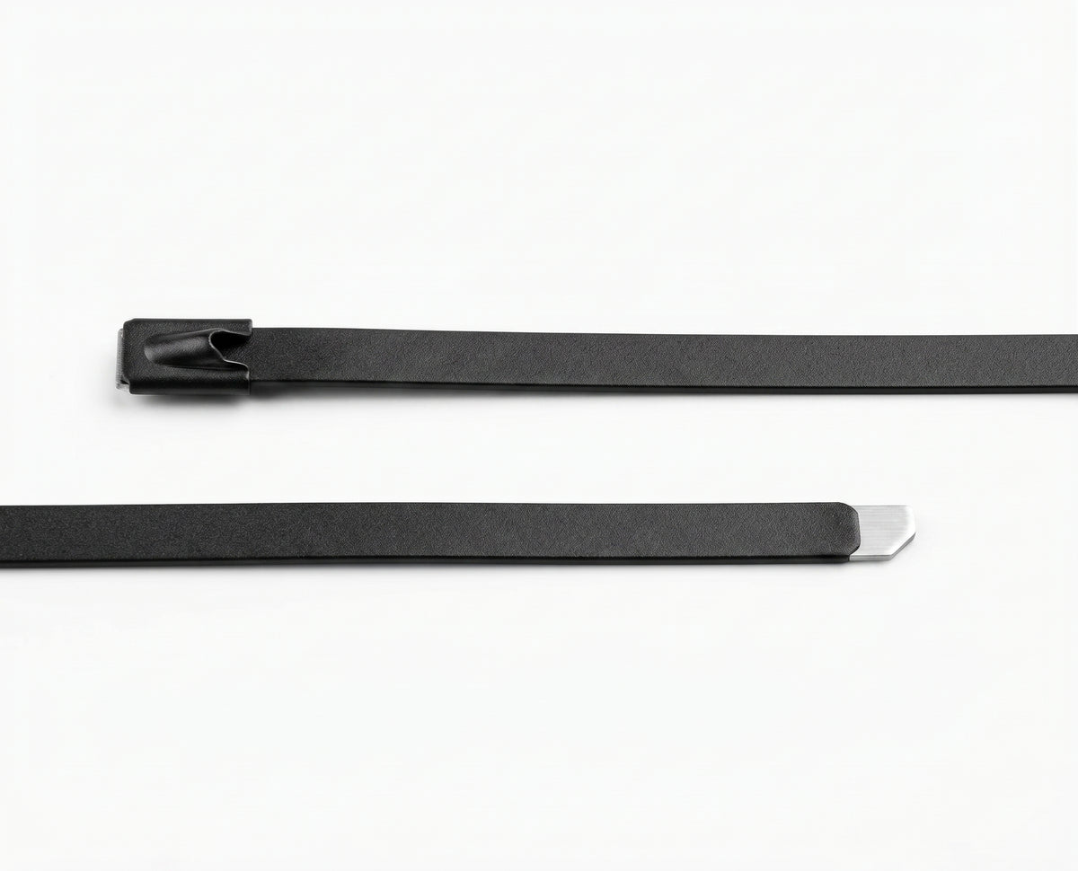 Epoxy Coated Stainless Steel Cable Ties - All Black 316L, 150mm to 1000mm
