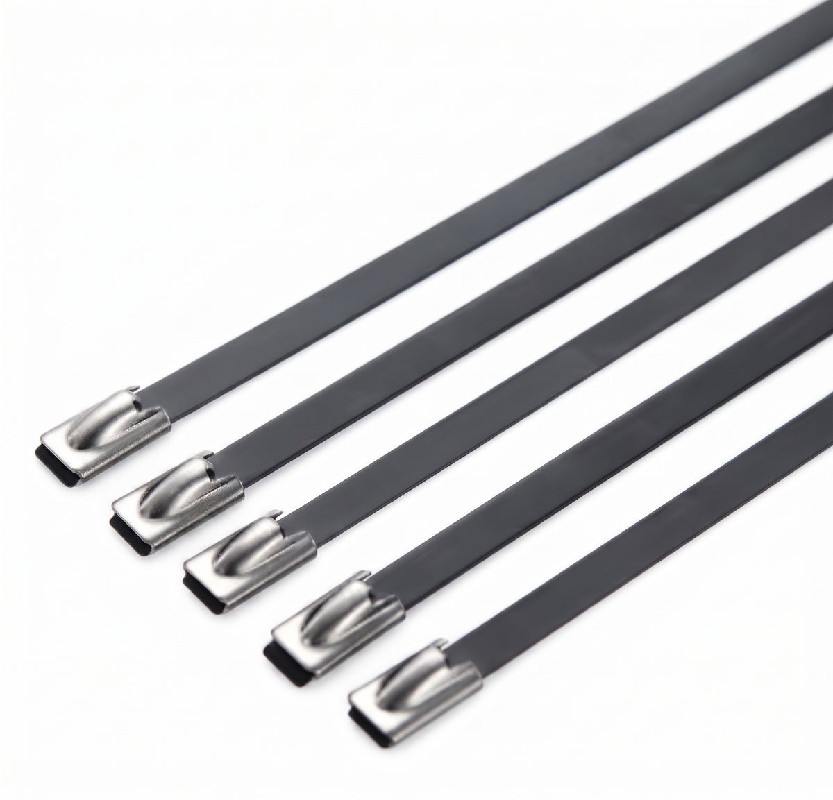 Polyester Coated Stainless Steel Cable Ties - Black 316L, 150mm to 1000mm