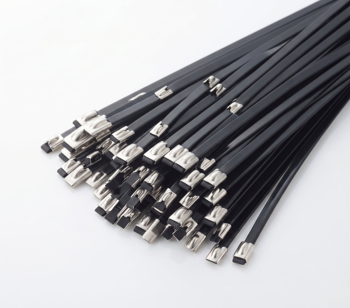 Polyester Coated Stainless Steel Cable Ties - Black 316L, 150mm to 1000mm